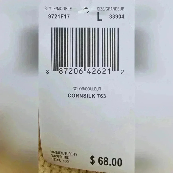 NWT 100% Cotton Jeanne Pierre Cable Knit Sweater Cornsilk Yellow 9721F17 Size L - Picture 5 of 5